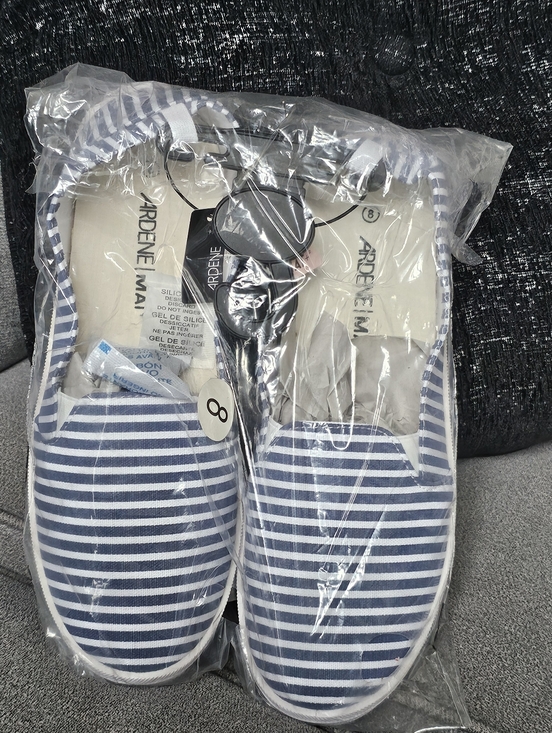 Ardene Shoes - NWT Ardene Sneakers Canvas Slip On Blue White Stripe 8 Shoe Nautical Flats